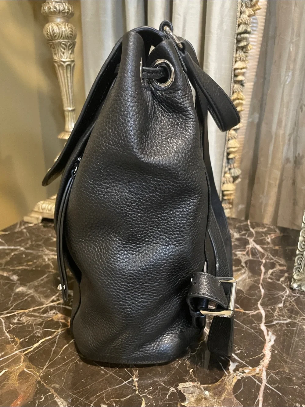Michael Kors Black Pebble Leather Studded Backpack